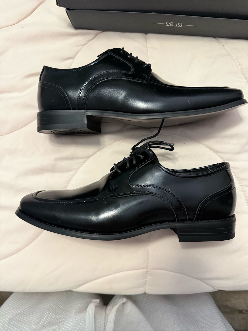 Stacy Adams Black Leather Lace-Up Oxfords